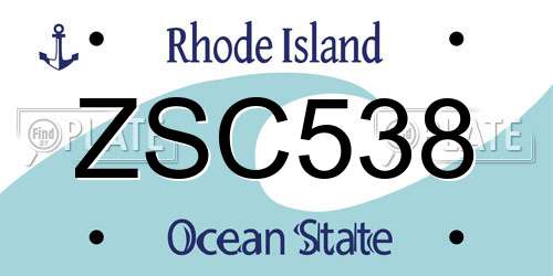 ZSC538 Rhode Island License Plate