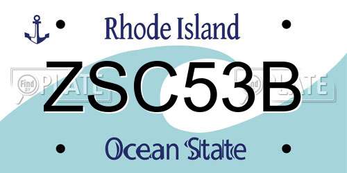 ZSC53B Rhode Island License Plate
