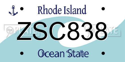 ZSC838 Rhode Island License Plate
