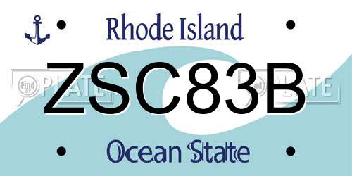 ZSC83B Rhode Island License Plate