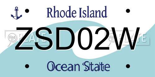 ZSD02W Rhode Island License Plate