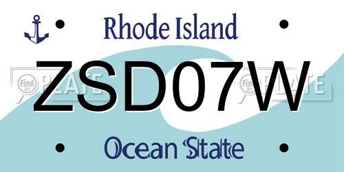 ZSD07W Rhode Island License Plate
