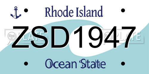ZSD1947 Rhode Island License Plate