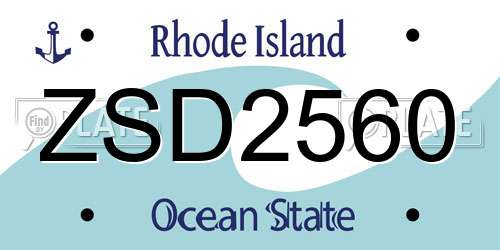 ZSD2560 Rhode Island License Plate