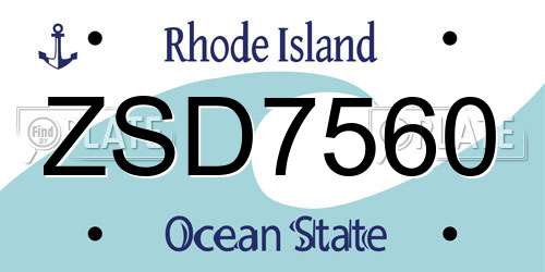 ZSD7560 Rhode Island License Plate