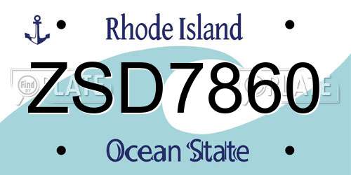 ZSD7860 Rhode Island License Plate