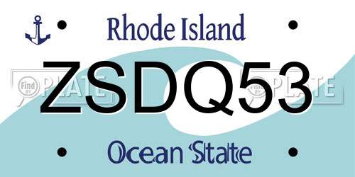 ZSDQ53 Rhode Island License Plate