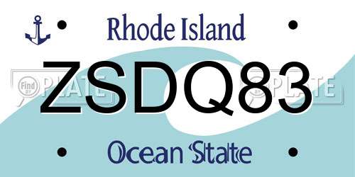 ZSDQ83 Rhode Island License Plate