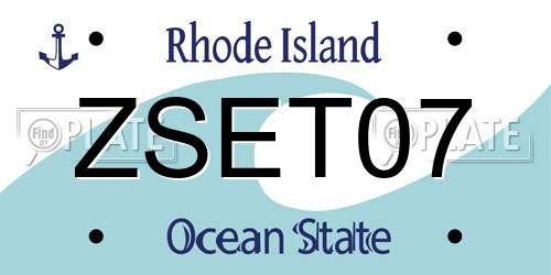ZSET07 Rhode Island License Plate