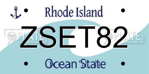 ZSET82 Rhode Island License Plate