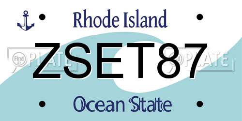 ZSET87 Rhode Island License Plate