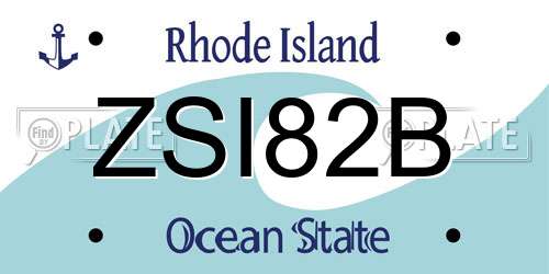 ZSI82B Rhode Island License Plate