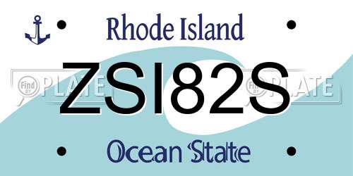 ZSI82S Rhode Island License Plate