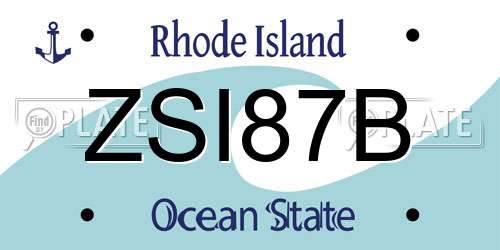 ZSI87B Rhode Island License Plate