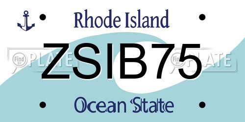 ZSIB75 Rhode Island License Plate