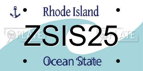 ZSIS25 Rhode Island License Plate