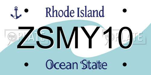 ZSMY10 Rhode Island License Plate