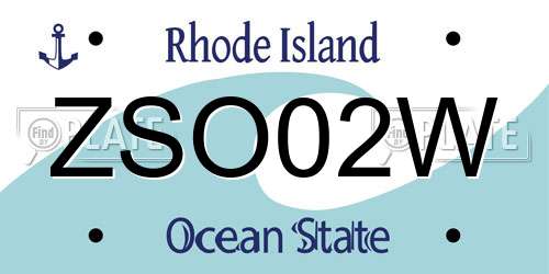 ZSO02W Rhode Island License Plate