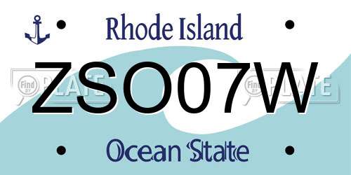 ZSO07W Rhode Island License Plate