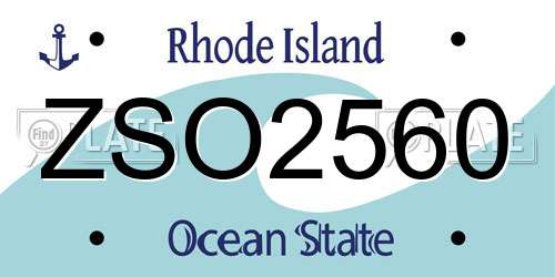 ZSO2560 Rhode Island License Plate