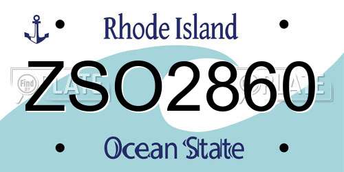 ZSO2860 Rhode Island License Plate