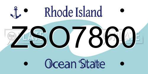 ZSO7860 Rhode Island License Plate