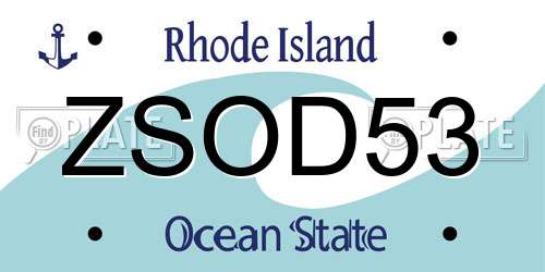 ZSOD53 Rhode Island License Plate