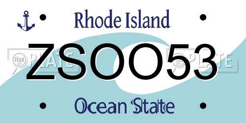 ZSOO53 Rhode Island License Plate