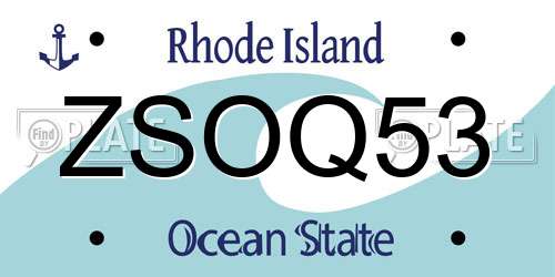 ZSOQ53 Rhode Island License Plate