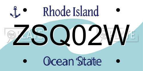 ZSQ02W Rhode Island License Plate