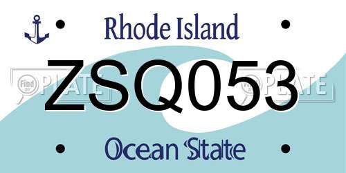 ZSQ053 Rhode Island License Plate