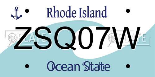 ZSQ07W Rhode Island License Plate