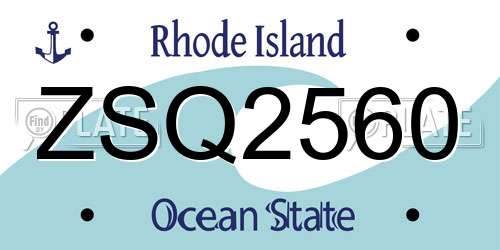 ZSQ2560 Rhode Island License Plate