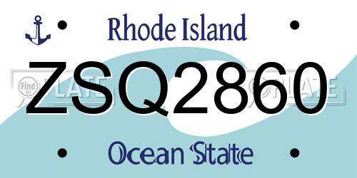 ZSQ2860 Rhode Island License Plate