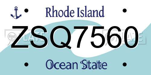 ZSQ7560 Rhode Island License Plate