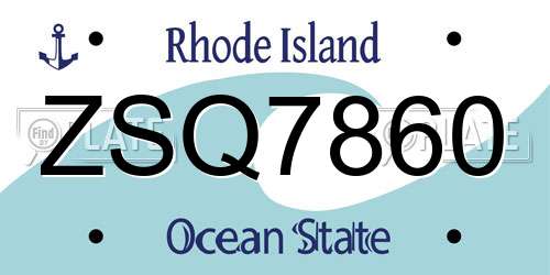 ZSQ7860 Rhode Island License Plate