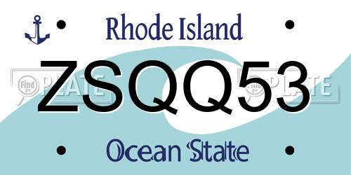 ZSQQ53 Rhode Island License Plate