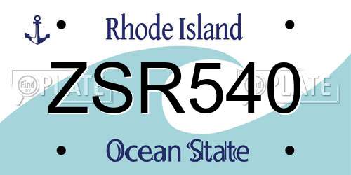 ZSR540 Rhode Island License Plate