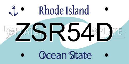 ZSR54D Rhode Island License Plate