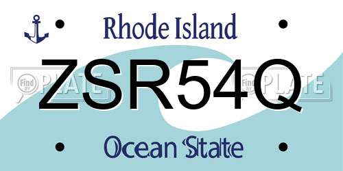 ZSR54Q Rhode Island License Plate