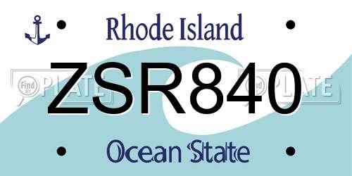 ZSR840 Rhode Island License Plate