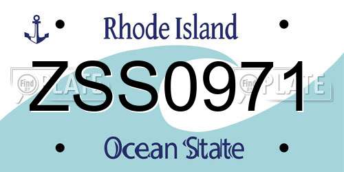 ZSS0971 Rhode Island License Plate