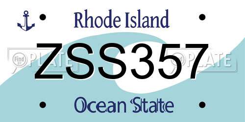 ZSS357 Rhode Island License Plate
