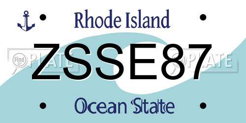 ZSSE87 Rhode Island License Plate