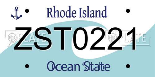 ZST0221 Rhode Island License Plate