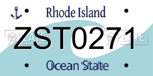 ZST0271 Rhode Island License Plate