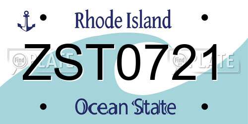 ZST0721 Rhode Island License Plate