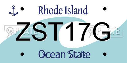 ZST17G Rhode Island License Plate