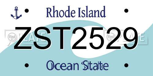 ZST2529 Rhode Island License Plate
