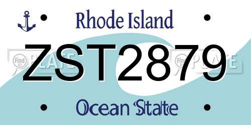 ZST2879 Rhode Island License Plate